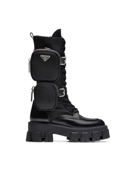 prada brushed rois leather and nylon boots price|Prada leather boots.